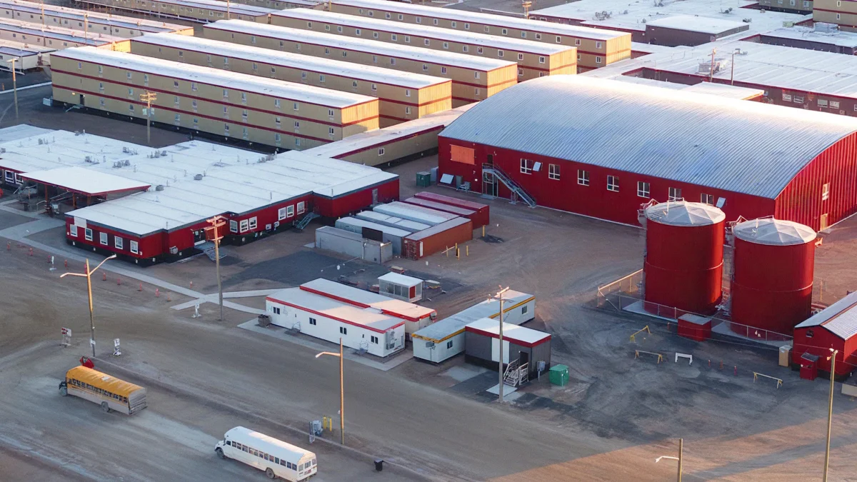 Aerial view of workforce housing for workers at Canadian FIFO project