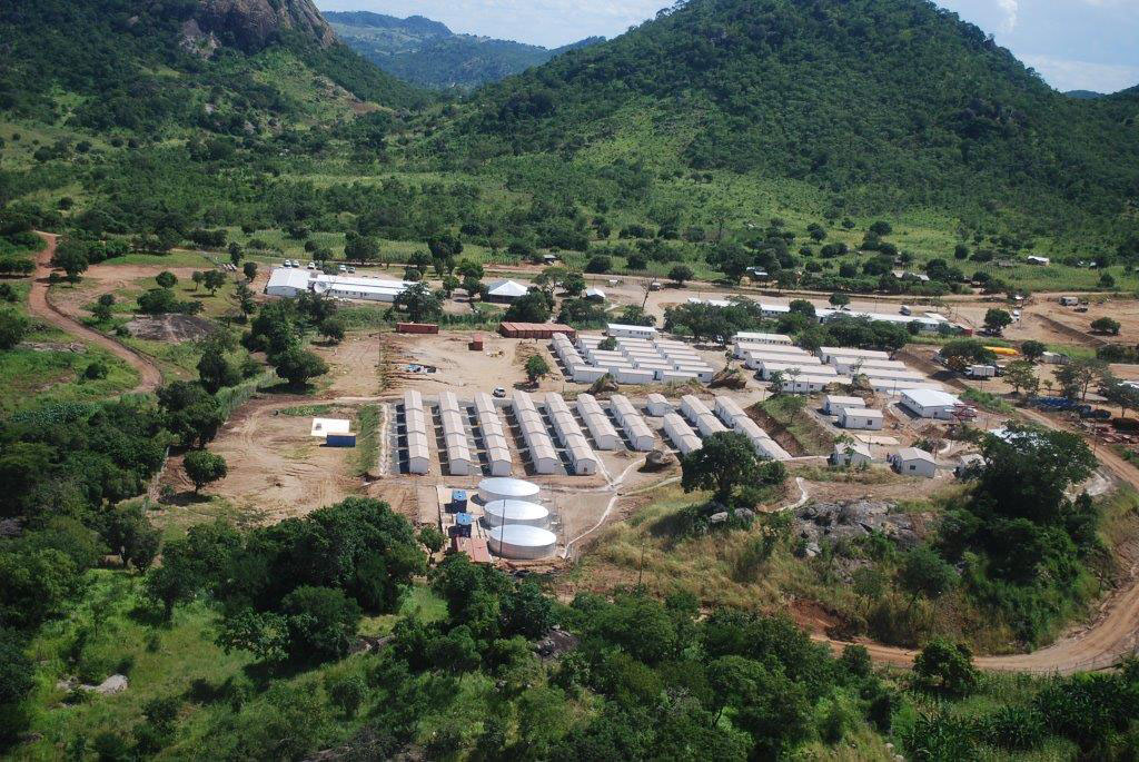 Aerial perspective of a mining camp in Indonesia.